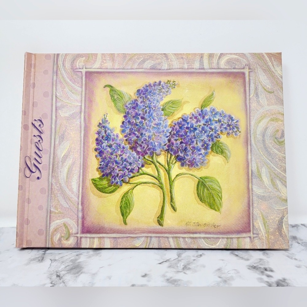 Guest Book With Purple Lilac Flowers